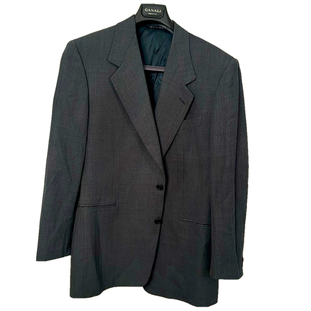 Canali Proposta Blue Gray patterned 100% Wool Blazer‎ 40R 2 Button vintage Nice
